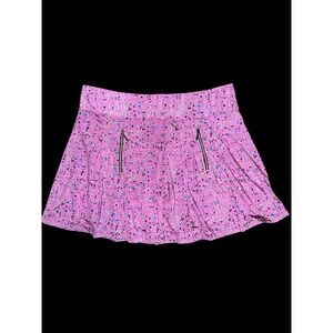 Jamie Sadock Golf Skirt Size XL Pink Print Pleated‎ Pickelball Zip Front Pockets